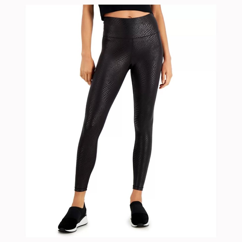 Inc International Concepts Croc-Print Leggings - Black Croc
